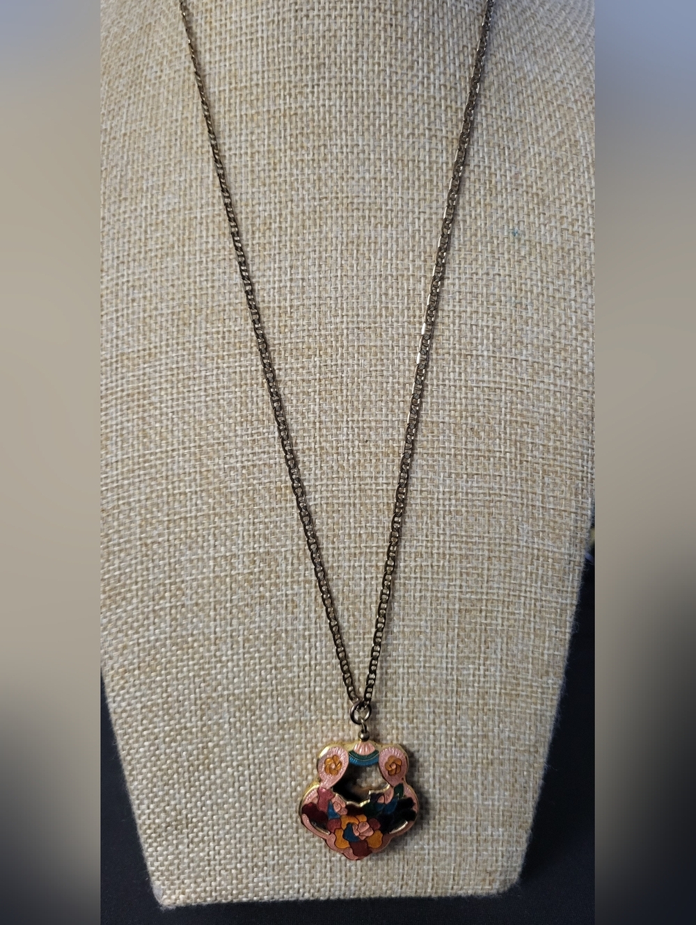 Vintage Cloisonné Pendant with Goldfilled chain
